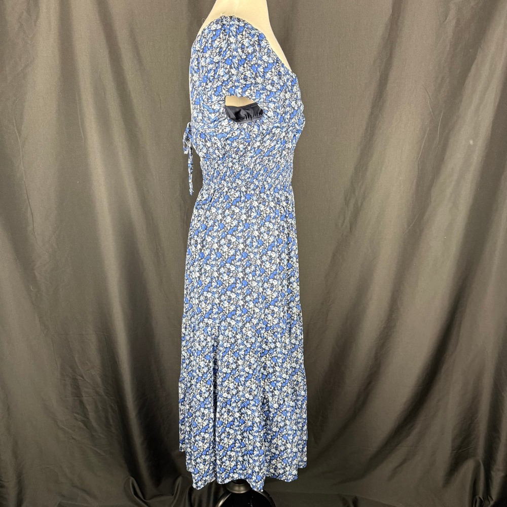 Trixxi Blue Floral Smocked Open Tie Back Maxi Dress M EUC Cottagecore - Picture 2 of 12
